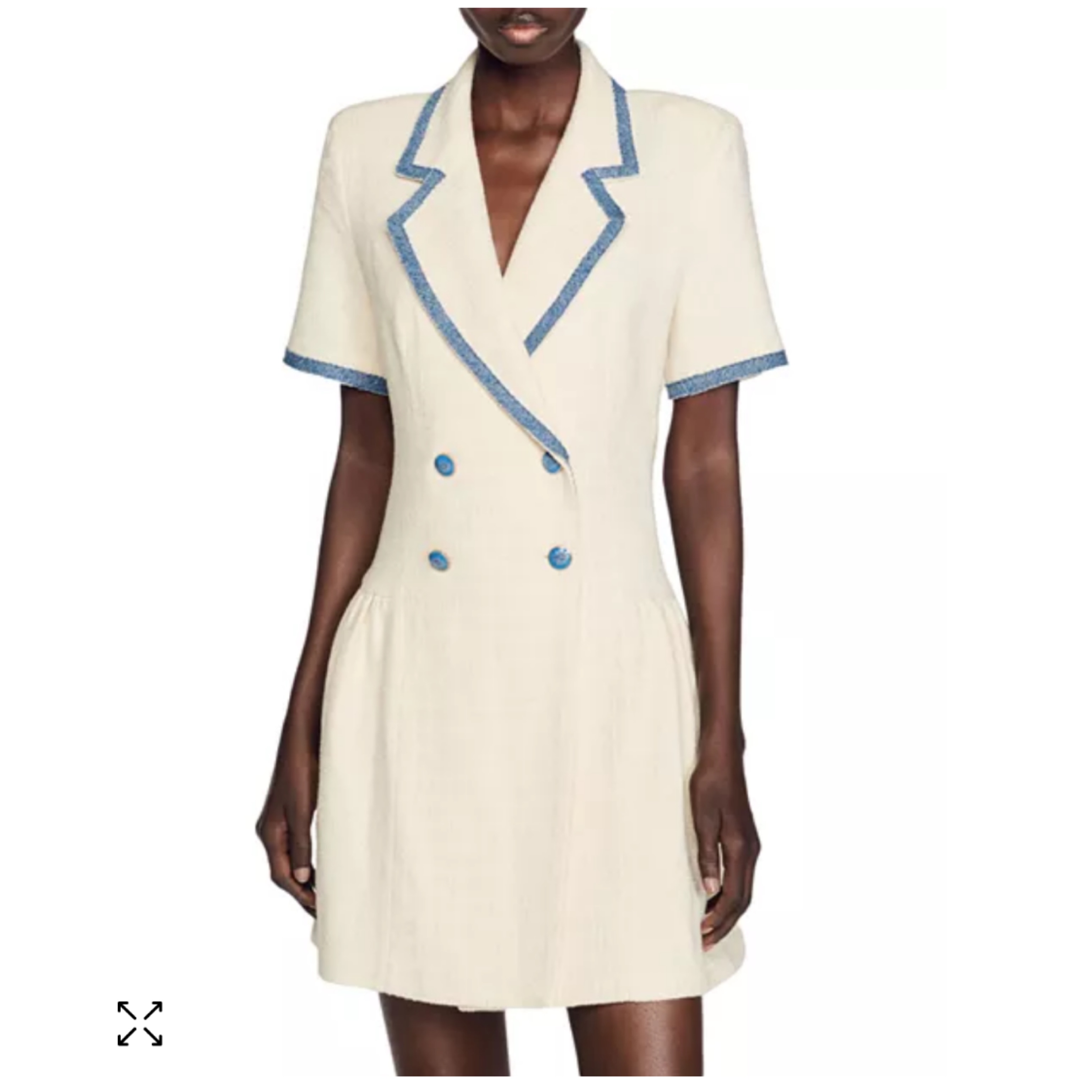 sandro seville denim trim tweed blazer mini dress Sandro Seville Woven Dress