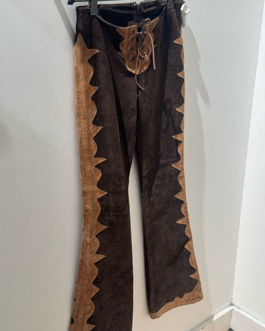 パンツ 1990s yessica pig suede pants vintage 90s Vintage Tan Bootcut Suede Trousers Size 3 Size 4 28 Inch