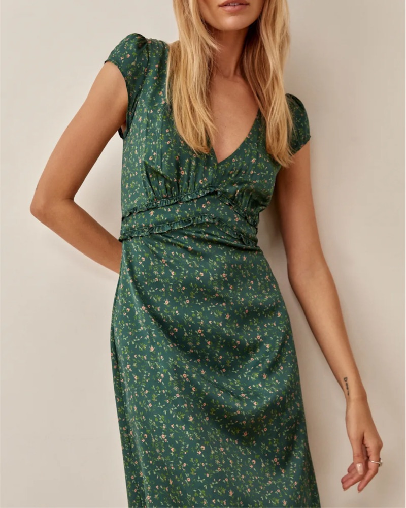 reformation kaye silk dress Reformation Kaye Silk Dress In Artichoke - 70% Off
