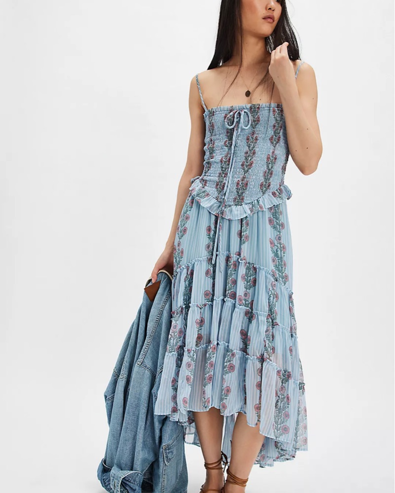 lucinda midi dress MINKPINK Lucinda Midnight Blue Floral Midi Dress