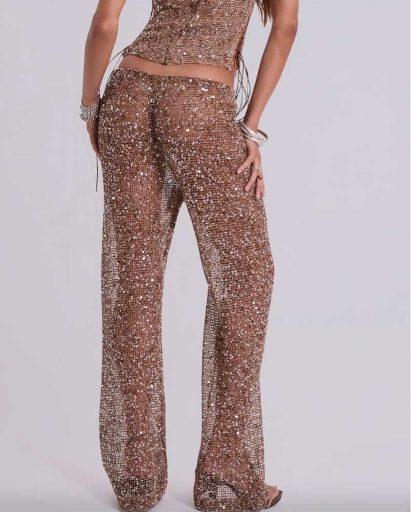 Jaded London Sequin Deva Trousers by Jaded London - Pickle
