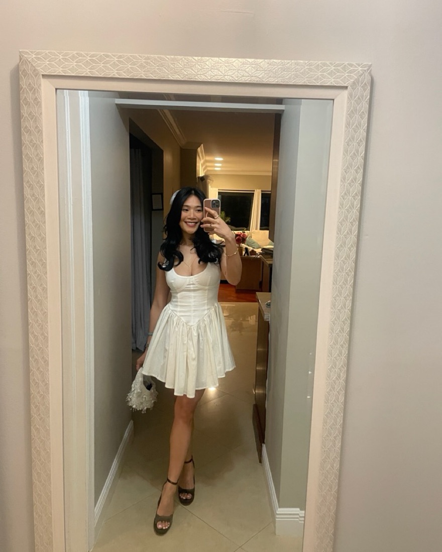 Kit White Drop Waist Mini Dress by 12th Tribe - Pickle