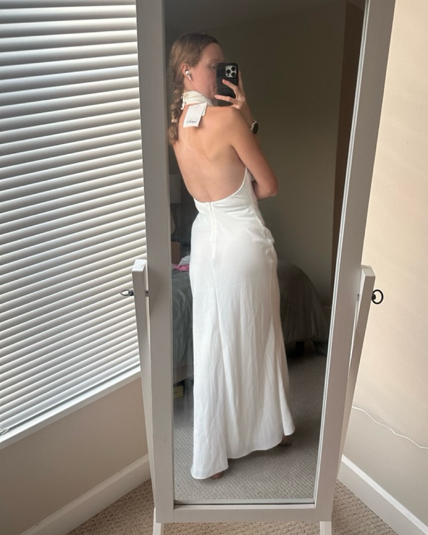 Misha x REVOLVE Evianna Satin Gown by Misha - Pickle