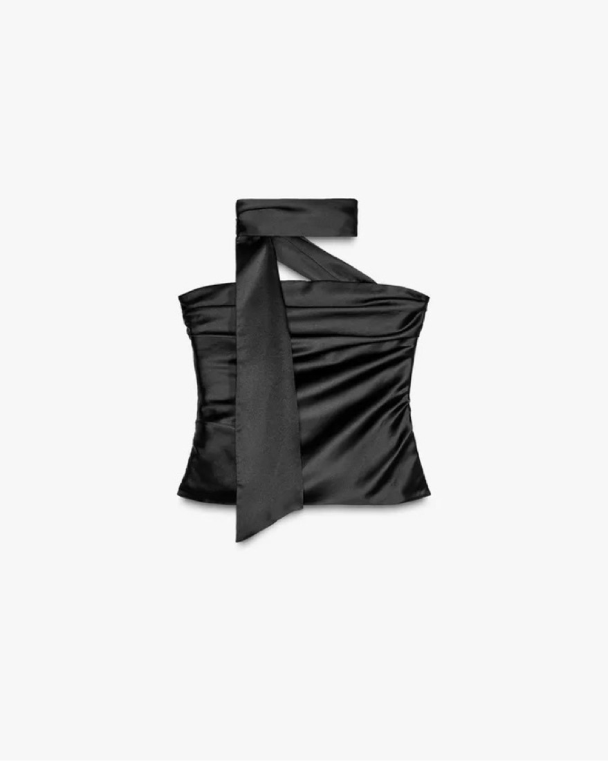 Strapless Satin Scarf Top by Zara - Pickle