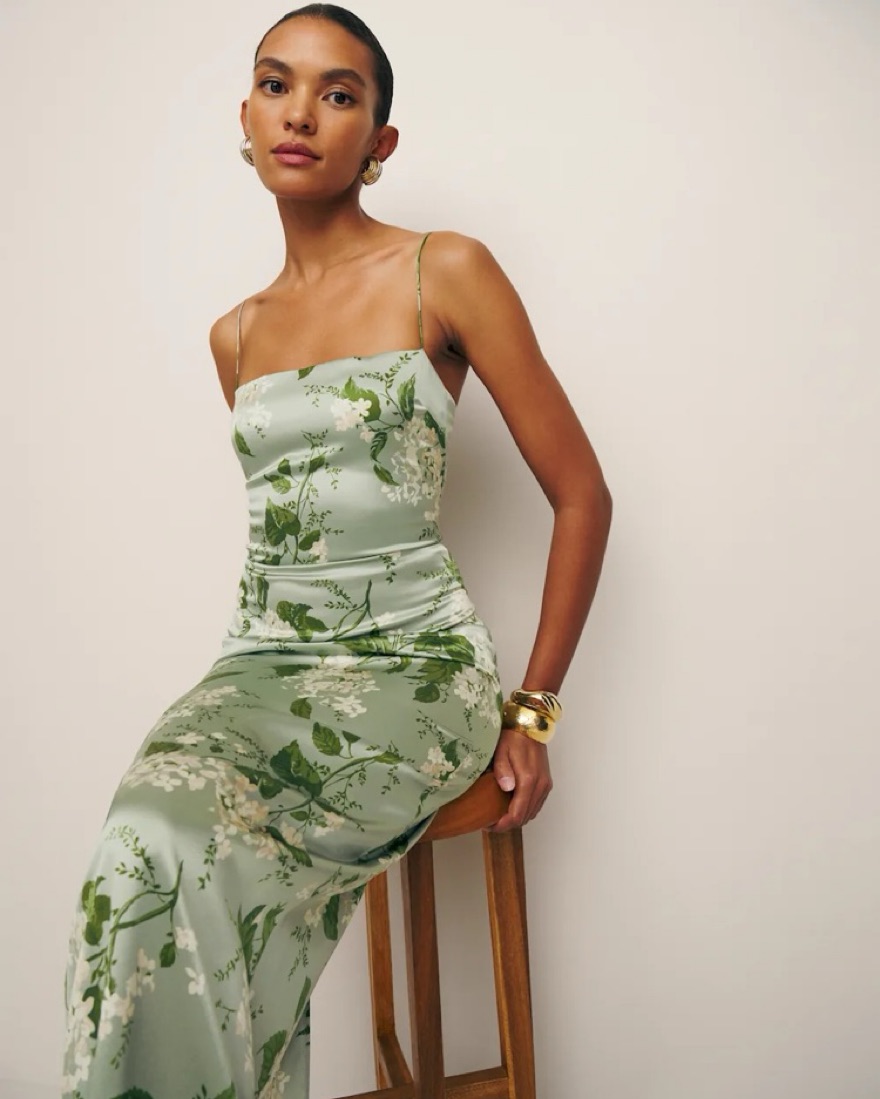 Reformation Green Floral Dress Frankie by Reformation - Pickle
