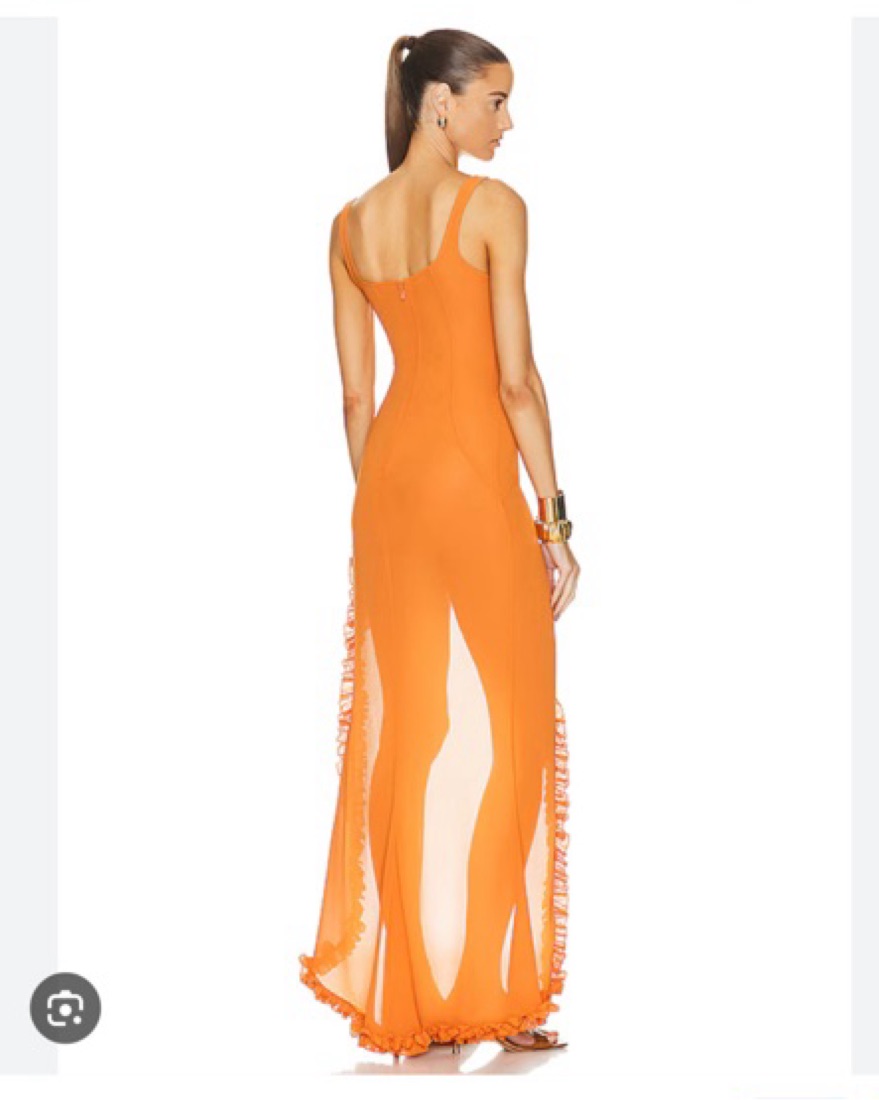 【海外限定】REISSワンピース☆Eden Ruffle Maxi Dress, Orange Reiss Eden Ruffle Detail Maxi Dress In Orange - 61% Off