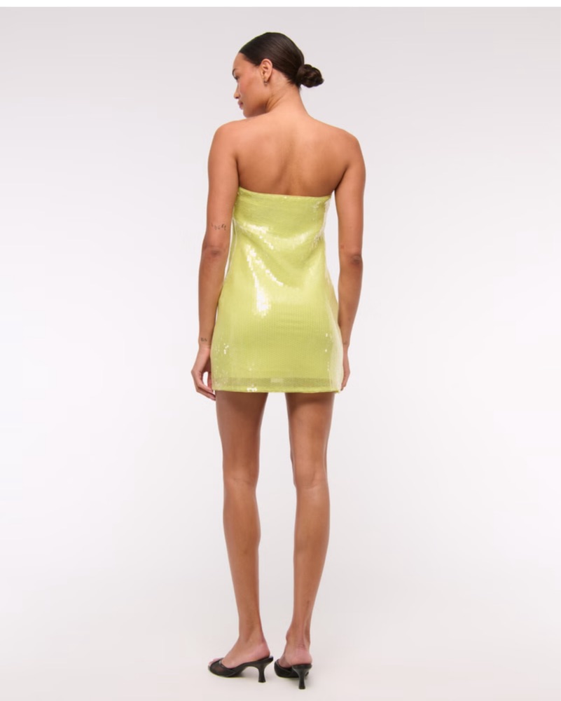 Lime green Strapless Sequin Mini Dress by Abercrombie and Fitch - Pickle