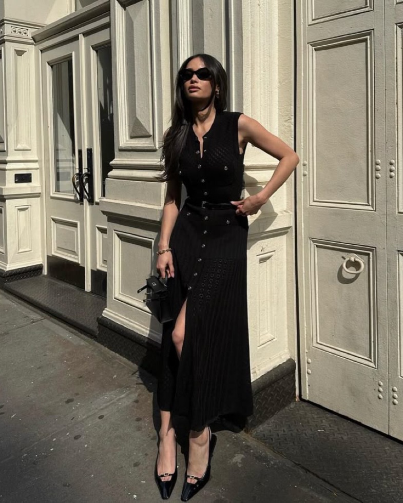 Sandro Sleek Black Midi Dress by Sandro - Pickle