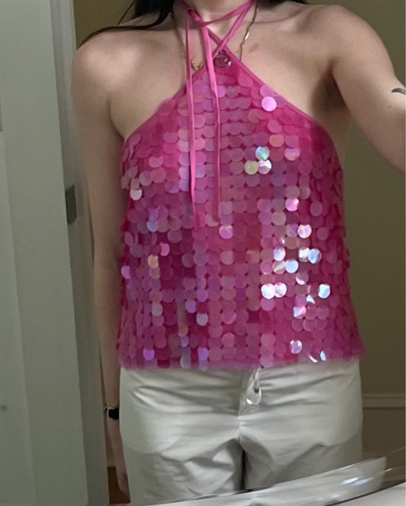 saks potts pink sequin dress Saks Potts Pink Polly Midi Dress Saks Potts