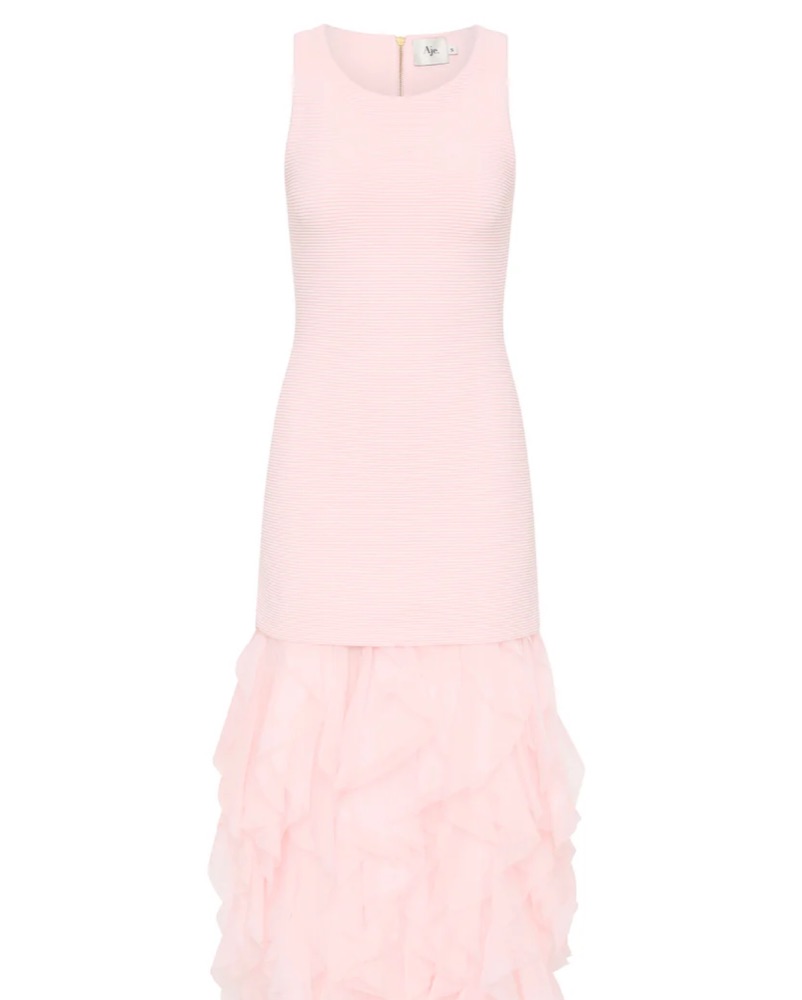 Aje Elations Ruffle Knit Maxi Dress by Aje - Pickle