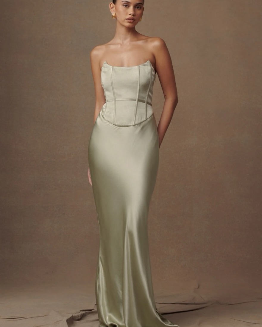 harlow satin dress Misha Harlow Satin Dress  02HIRE