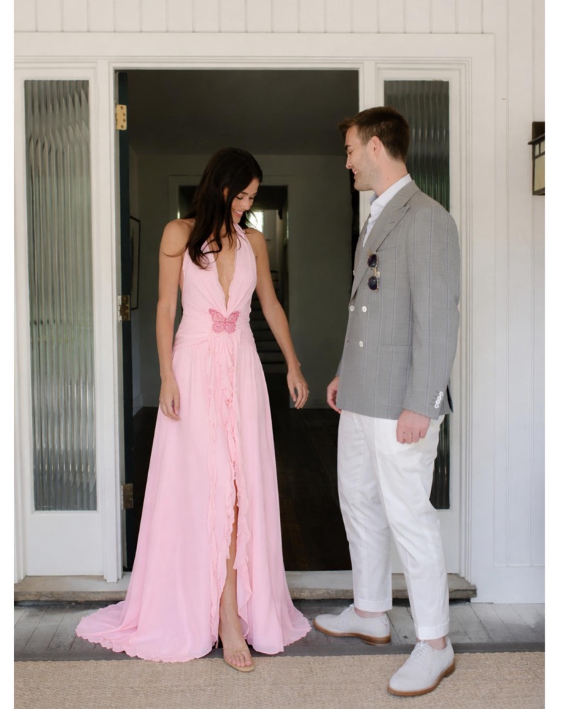 strapless open back dress Long Sleeve Prom Dresses Deep V Neck A Line Pink Prom Dress PSK346 US18 / Pink main image 1