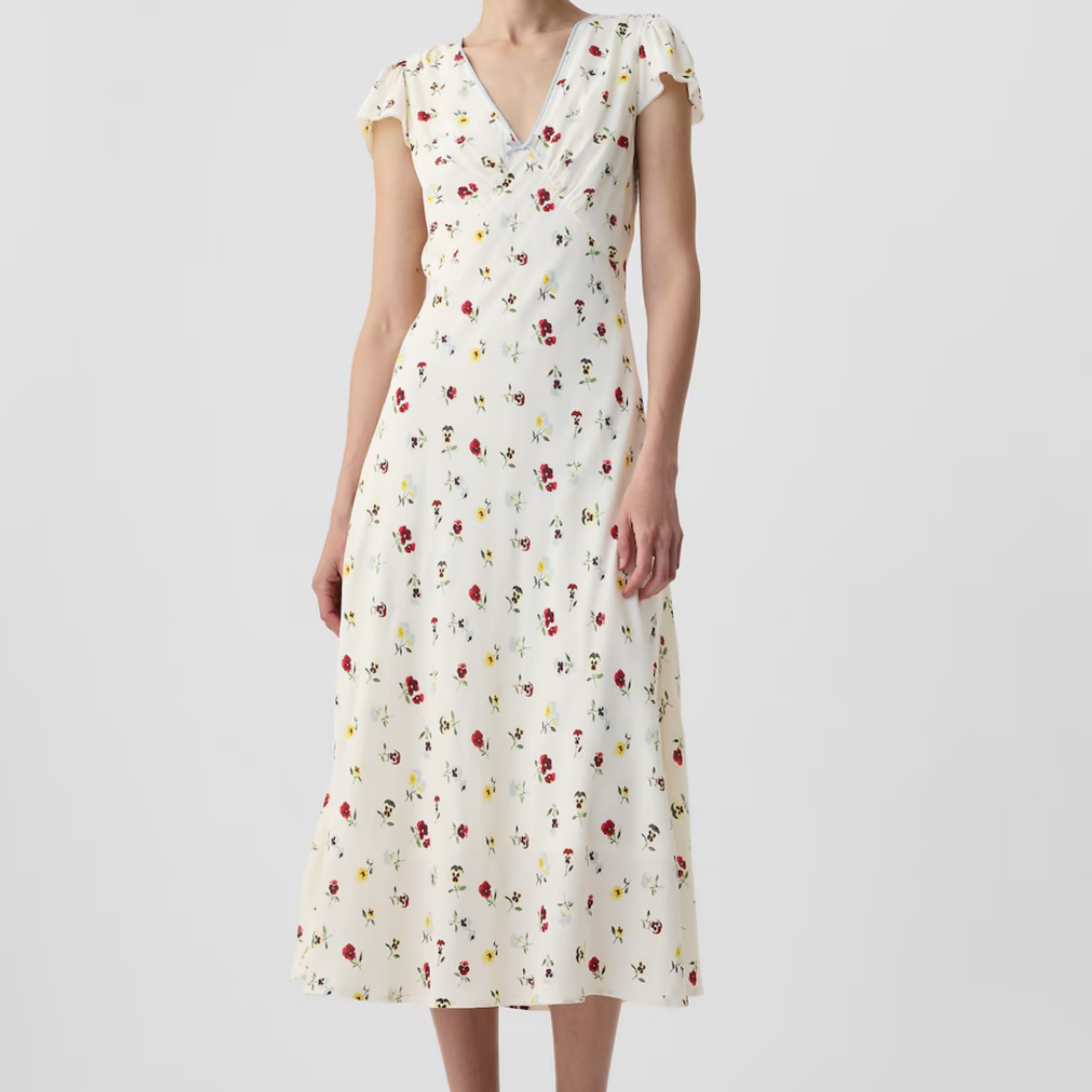 gap floral midi dress Gap Smocked Puff Sleeve Midi Dress Yellow Floral Size L NWT $98