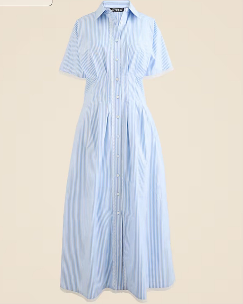 J Crew Wren lace-trim shirtdress midi by J Crew - Pickle