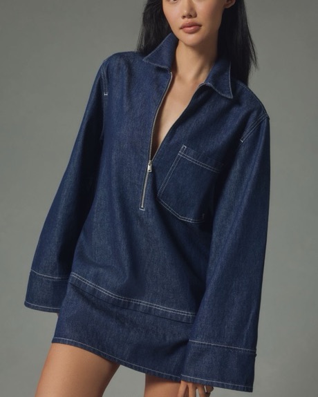en saison oaklynn denim midi dress Tennessee Sunsets Maxi - Dark Denim, Small | Hazel and Olive stretch denim material. New Roads Shirtdress - Color:19 marine Small/Medium