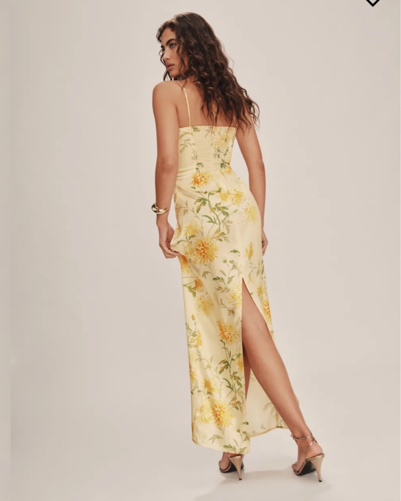 frankie silk dress honeyglow Frankie Silk Dress Reformation Honeyglow