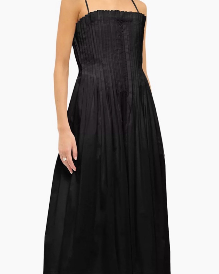 staud bella midi dress STAUD Bella Pleated Sleeveless Midi Dres by Staud