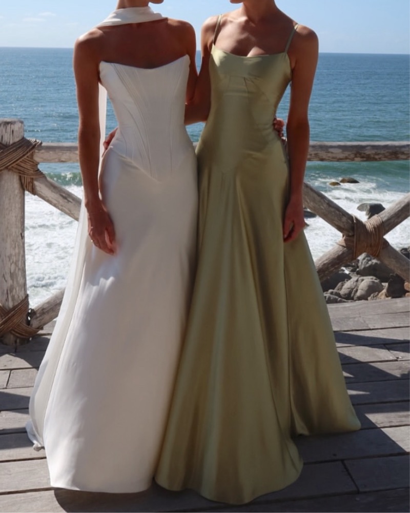 Sage green emmy satin dropwaist dress by Anthropologie - Pickle