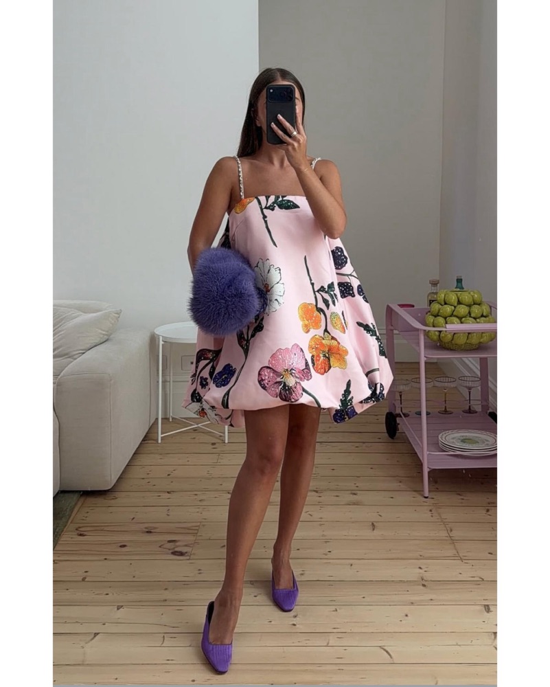 Leo Lin Patsy Puff Mini Dress by Leo Lin - Pickle