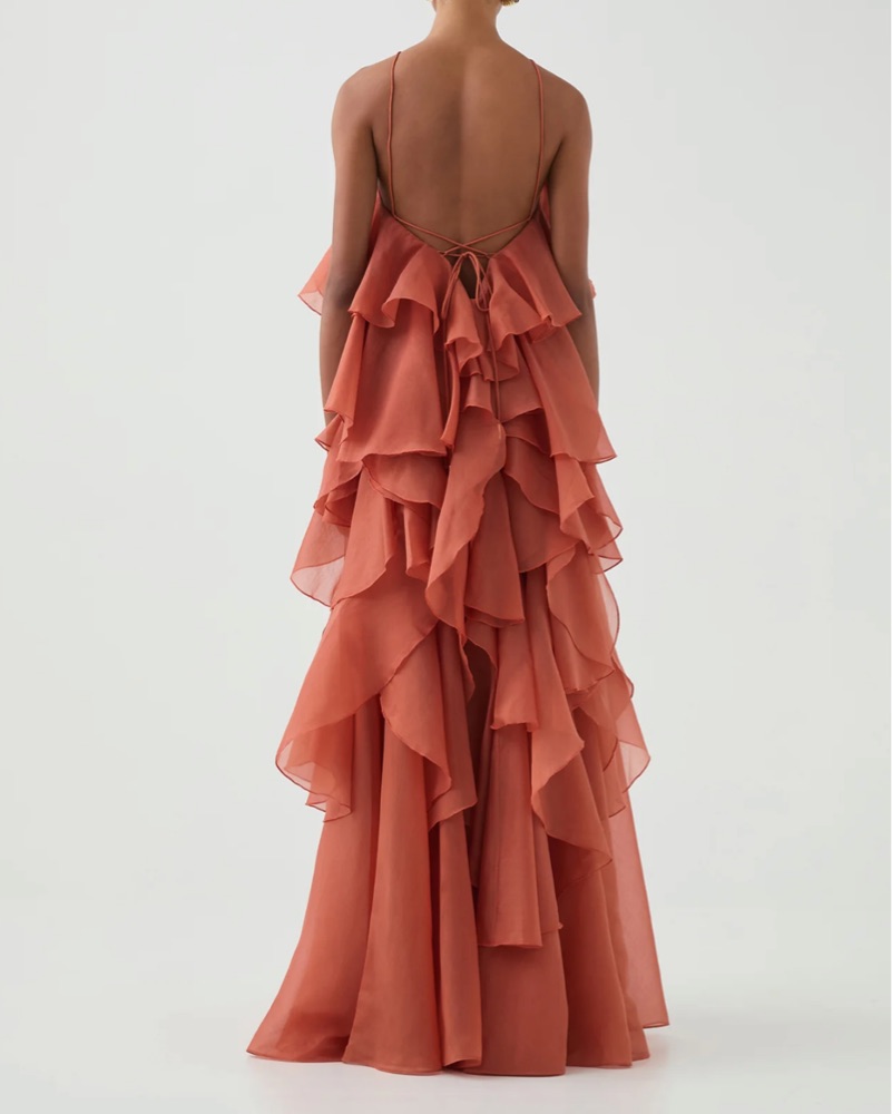 aje earthen trapeze maxi dress Aje. Earthen Floral-print Organza Maxi Dress in Natural