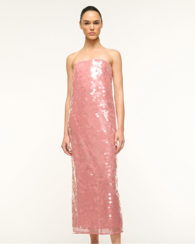 staud pink sequin dress STAUD Eton Sequined Dress