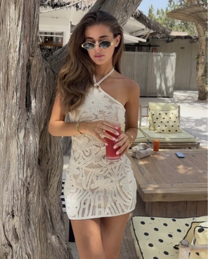 Crochet Halter Mini Dress by Zara - Pickle