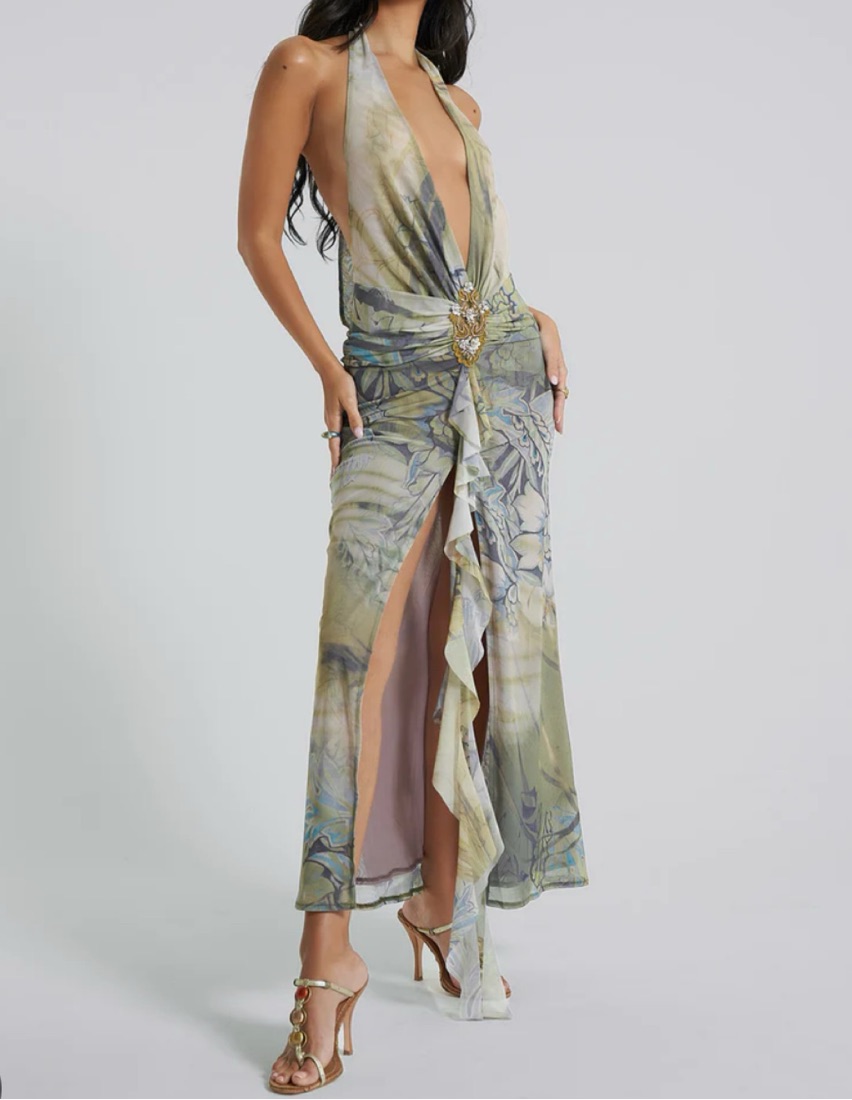 Jaded London Cindy Plunge Maxi Dress | Pickle