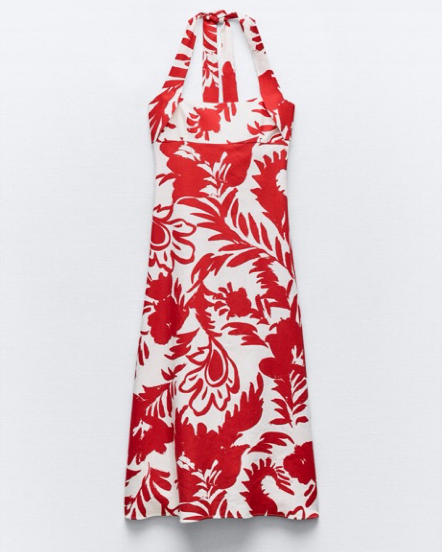 zara red floral dress zara midi dress Zara inspired loose belted floral dress