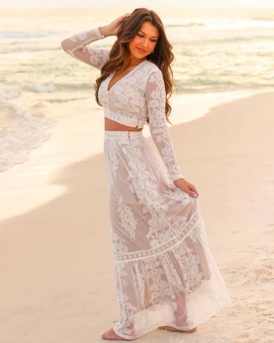 Arissa Embroidered Maxi Skirt/Top Set by Alterd State - Pickle