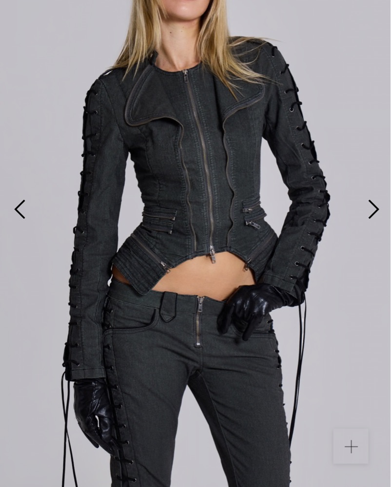 Sleek Black Lace-Up Moto Jacket by Jaded London - Pickle