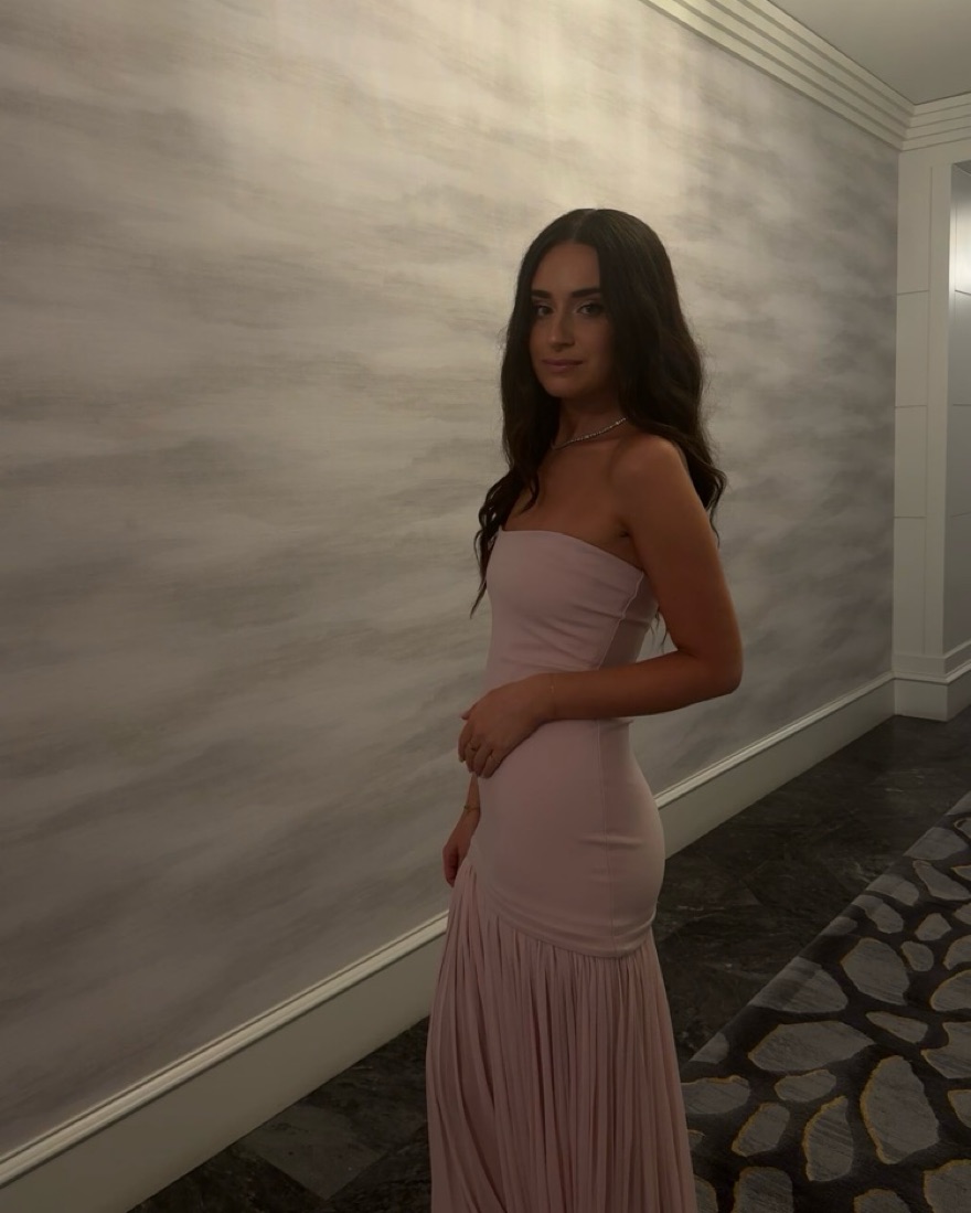 helsa naomi dress pink The perfect wedding guest dress does not exi, Meet the Helsa Naomi Gown in  Barely Pink. Available to hire in size XS., Tap the tagged product to hire  for your next formal occasion., Location:
