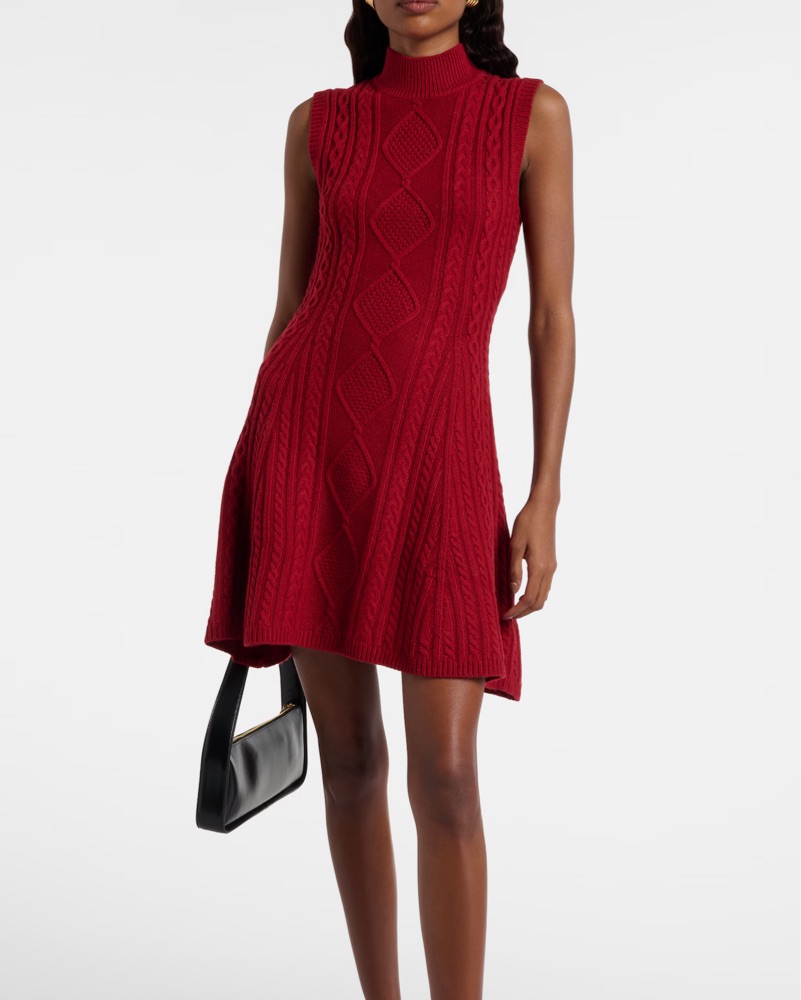 staud red knit dress STAUD, Elyse Dress in Red Rose, Size Large