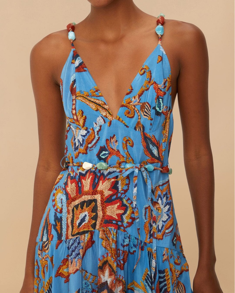 Blue Sunset Tapestry Sleeveless Midi Dre by Farm Rio - Pickle