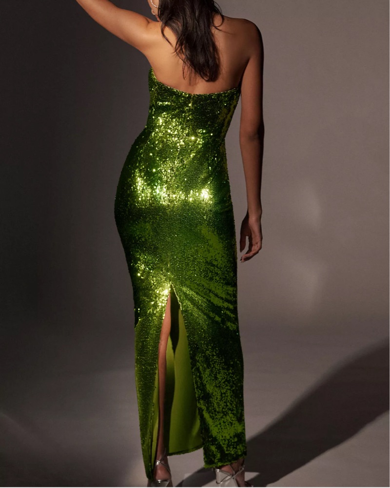 Helsi Green Sequin Gown by Helsi - Pickle