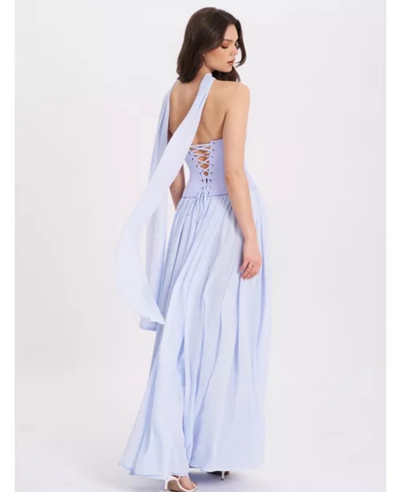 baby blue drop waist dress Baby Blue Tank-Style Drop Waist Midi Dress – The Shopaholic main image 1