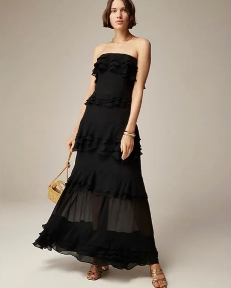 J.CREW - Tiered Ruffle Strapless Dress by J Crew - Pickle
