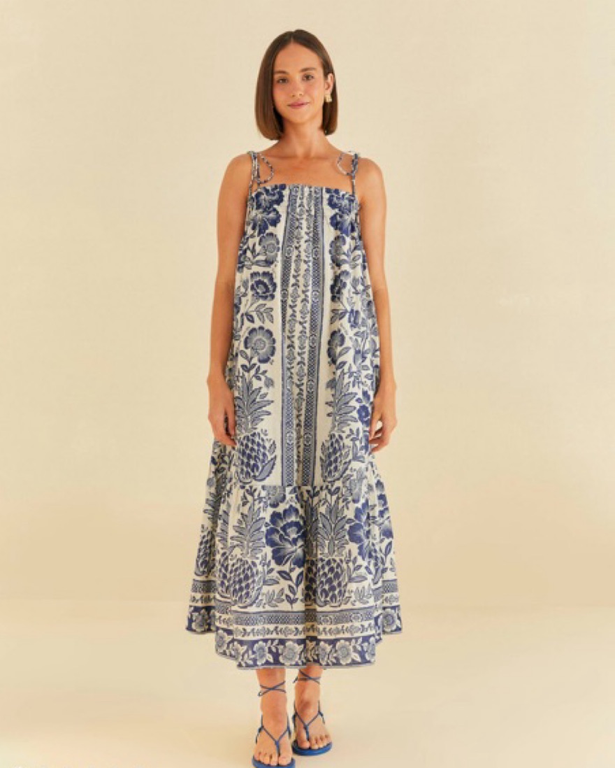 farm rio blue pineapple dress FARM Rio Pineapple Blue Maxi Dress