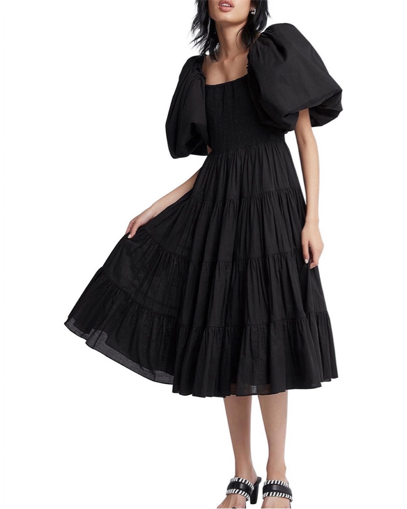 chic black midi dress Bebe Women's Lace-Up Back Midi Dress
