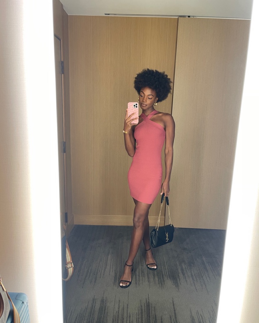 Aritzia Babaton Size M Sculpt Knit Racer Mini Dress Forest