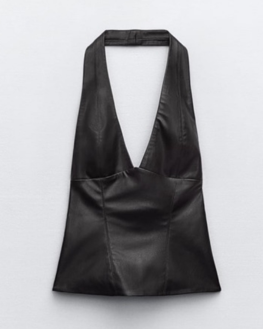 Halter Faux Leather Top Zara by Zara - Pickle