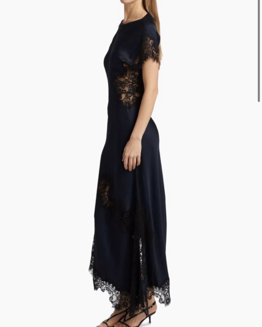 A.L.C Alessia Lace Trim Satin Maci Dress by ALC - Pickle
