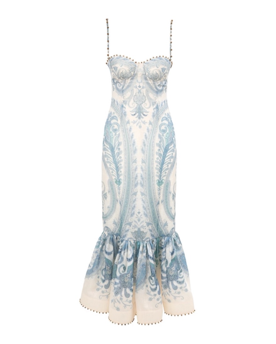 ZIMMERMANN ジマーマン ワンピースIlluminate linen&silk1041008 Zimmermann Illuminate Paisley Linen & Silk Mermaid Gown