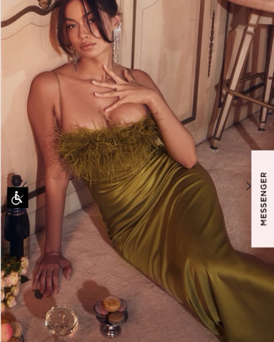 house of cb green feather dress ELVERA DRESS IN FOREST GREEN | CULT MIA main image 0