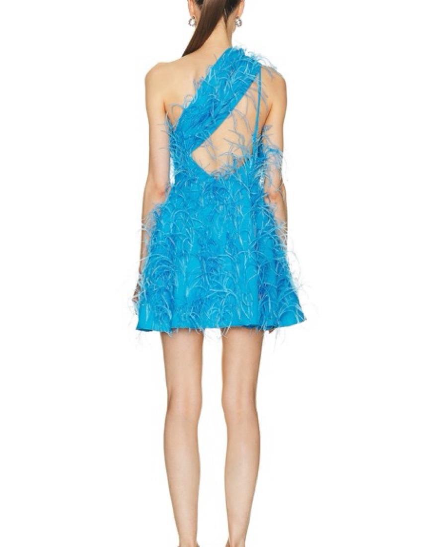 cult gaia blue feather dress Cult Gaia Hansal Feather Dress by Cult Gaia