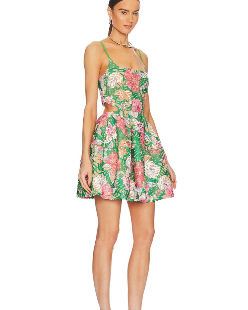 darner strapless mini dress in green floral Elliatt Darner Strapless Mini Dress in Green Floral Size S Text 9726797014  Rent: $50 Retail: $265