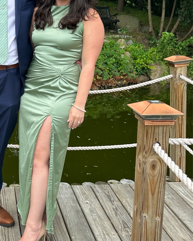 Abercrombie Green Satin Draped Dress by Abercrombie and Fitch - Pickle