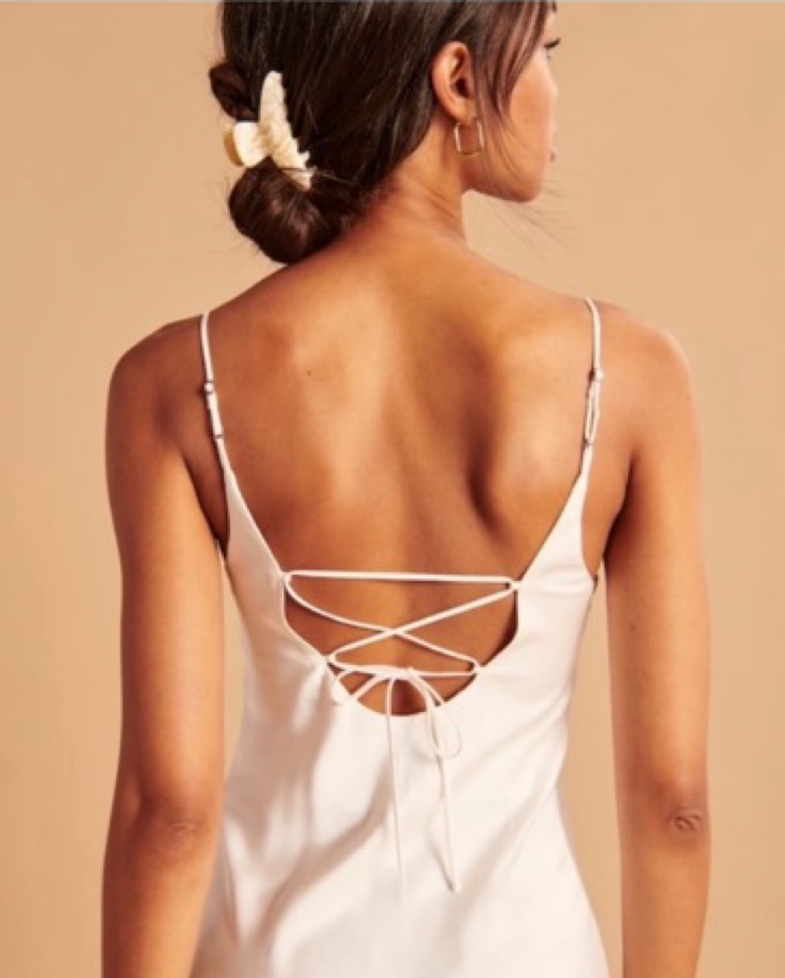 Abercrombie Lace-up Back Slip Midi Dress by Abercrombie and Fitch - Pickle