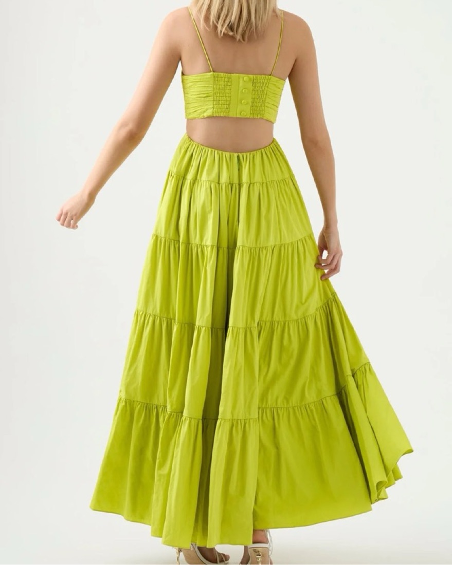 aje lime green dress Bonjour Asymmetric Midi Dress-LIME GREEN / 4 main image 1