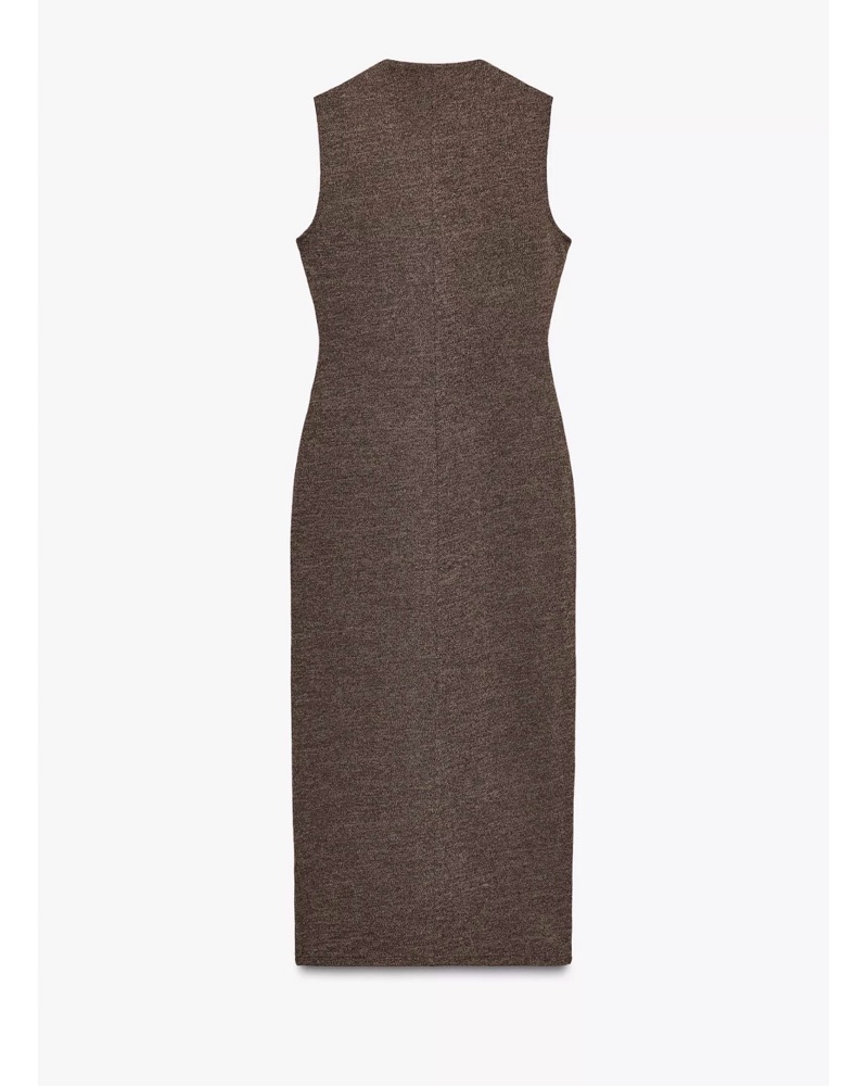 brown button midi dress Espresso Brown Button Down Midi Dress main image 1
