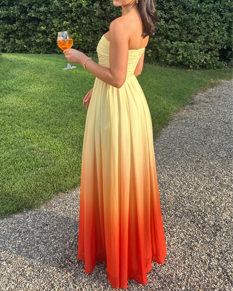 sunset ombre bridesmaid dresses SUNSET OMBRE PLEATED MAXI DRESS – Warm Hearts Collection Miami main image 0